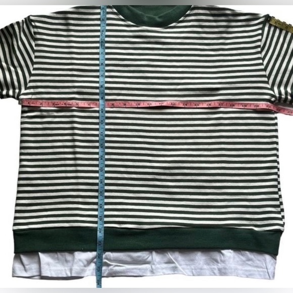 CALI BE Dark Green Off white
Horizontal Stripe Oversized
Crew neck Pullover S - Picture 9 of 10